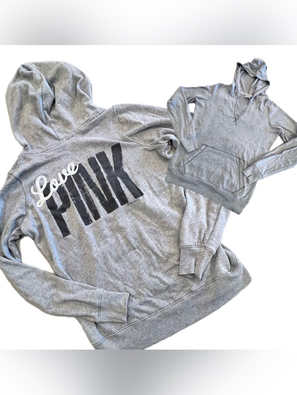 PINK Victoria's Secret Gray Women's hooded pullover with kangaroo pocket Small
